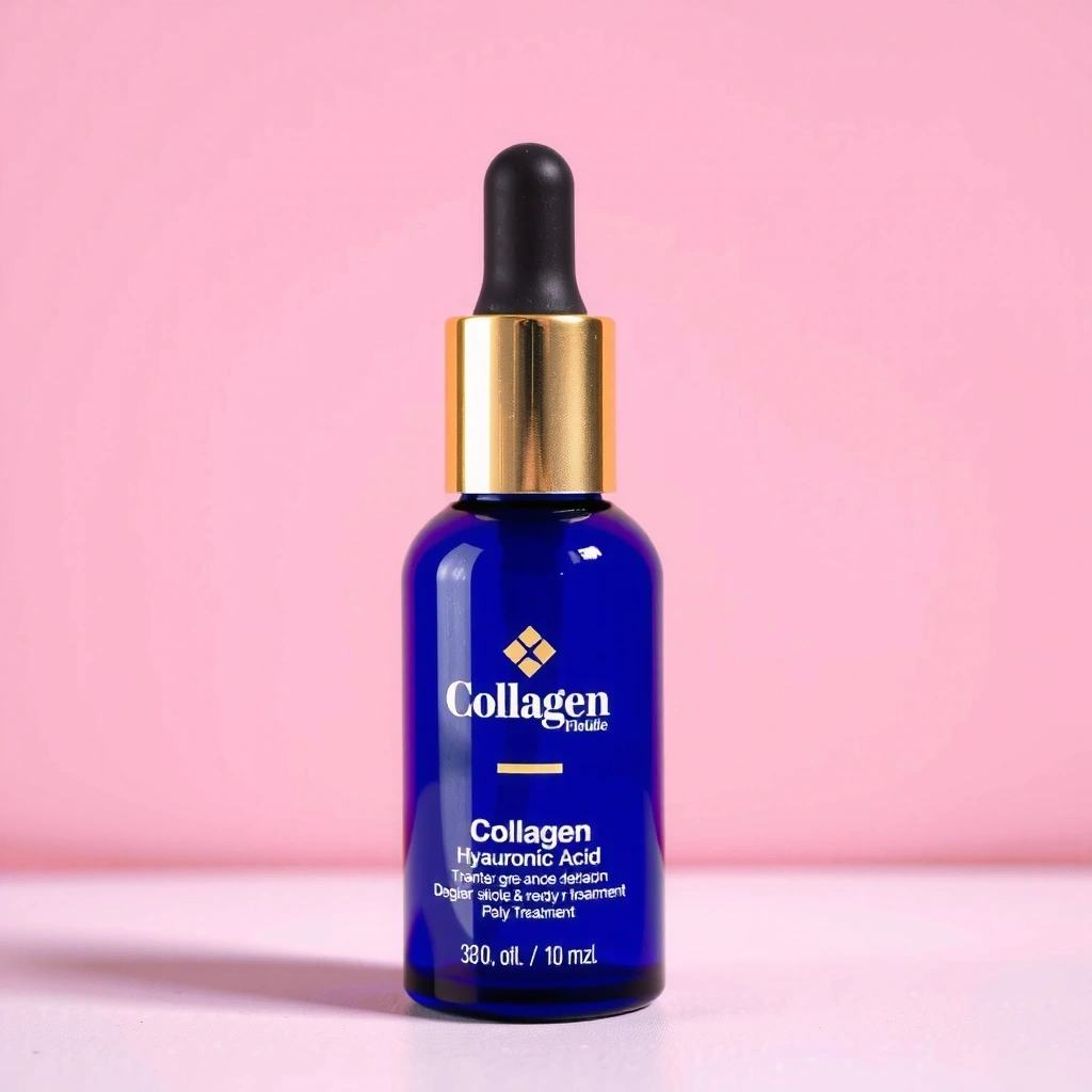 Collagen and hyaluronic acid treatment bottles