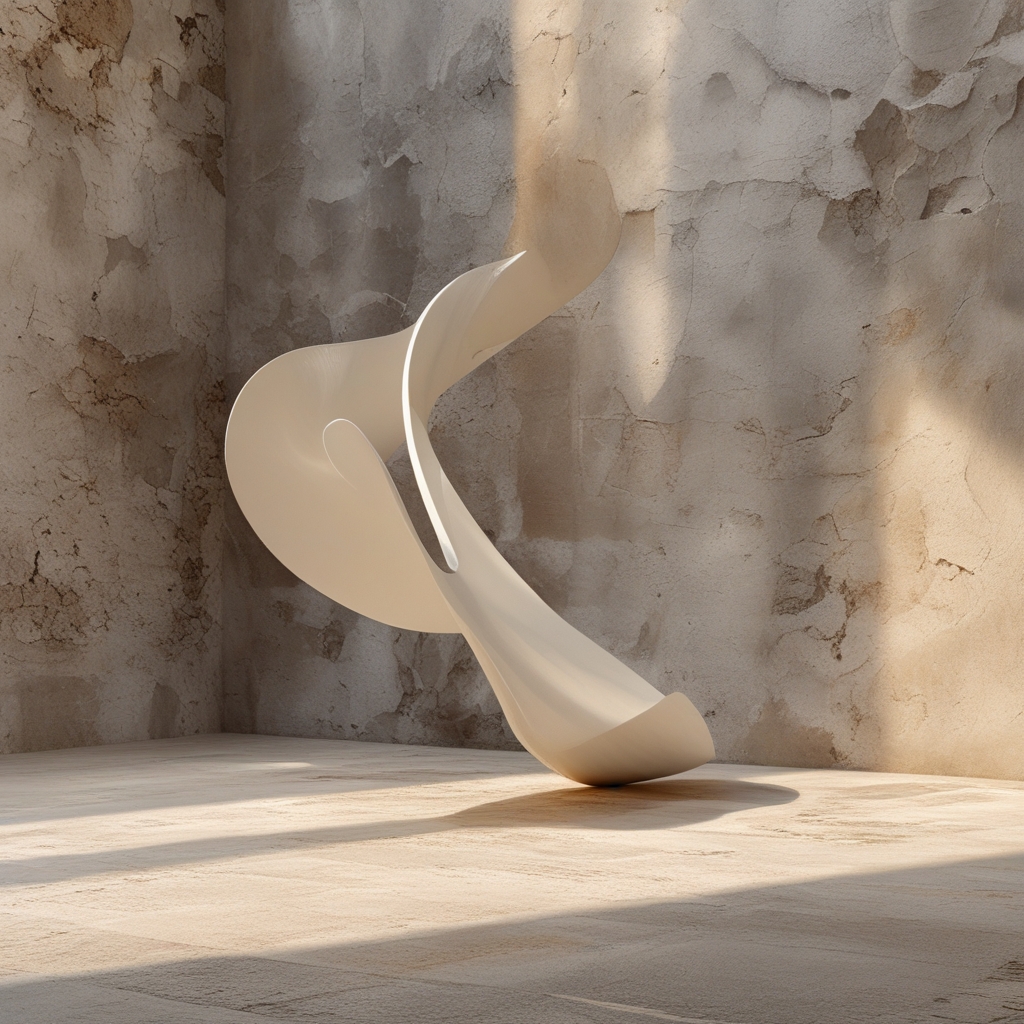 Stilisierte Darstellung einer fließenden Bewegungskurve, natürliche organische Formen in einem ruhigen Außenraum